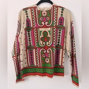 Vintage Blouse In Retro Color Pattern